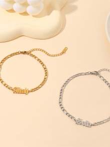 1pc Customized Old English Name Anklet Chain, Personalized Name Anklet Chain, Party & Beach Accessory, Unique Gift For Friends, Christmas Gift, Mother's Day Gift, Graduation Gift, Anniversary Gift, Birthday Gift