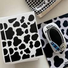 TYFYO 5 hojas/130 piezas Pegatinas de estampado de vaca, calcomanías autoadhesivas con patrón de vaca negra, pegatinas decorativas de manchas negras para decoración de fiesta temática de vaca o manualidades DIY