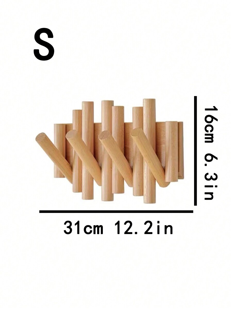 1pc No Drilling Wooden Wall Hook, Hidden Clothes Hanger, Creative Home