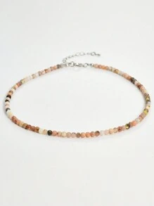 Collar de cadena de clavícula de estilo Y2K con piedra natural de aquamarina, joyería de collar de cuentas de topacio de 4 mm de colores, adecuado para uso diario y conjuntos