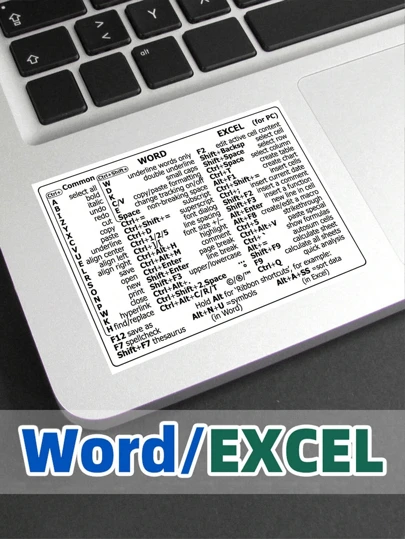 Synerlogic Word/Excel Windows Shortcut Sticker | Reference Guide Keyboard Shortcut Sticker | Work From Home Essentials | Excel Shortcuts Cheat Sheet Laminated & No-Residue Back-To-School Season Back To School