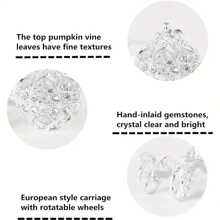 1pc Rhinestone Crystal Pumpkin Carriage Jewelry Box - Elegant Diamond Gift Collection And Jewelry Storage,Halloween, Desktop Decorations, Holiday Decorations - Multicolor - View 8