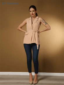 Women Blouses - 卡其色 - 查看 2