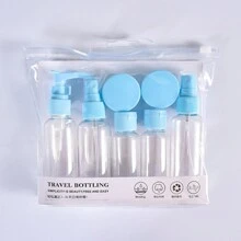 1 set de botellas recargables para cosméticos de viaje, set portátil de bolsa de aseo con botellas de spray, lociones, champú, cremas, frascos vacíos (tarjeta al azar), accesorios portátiles de almacenamiento - Multicolor - Ver 13
