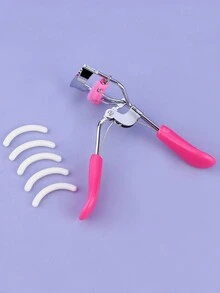 1pc Eyelash Curler With 5pcs Replacement Pads, White Portable Makeup Tool - Multicolor - View 8