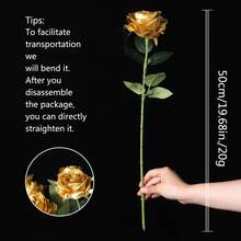 3 piezas Decoraciones artificiales de rosas para bodas, festivales, fiestas y decoración del hogar - Oro rosa - Ver 7