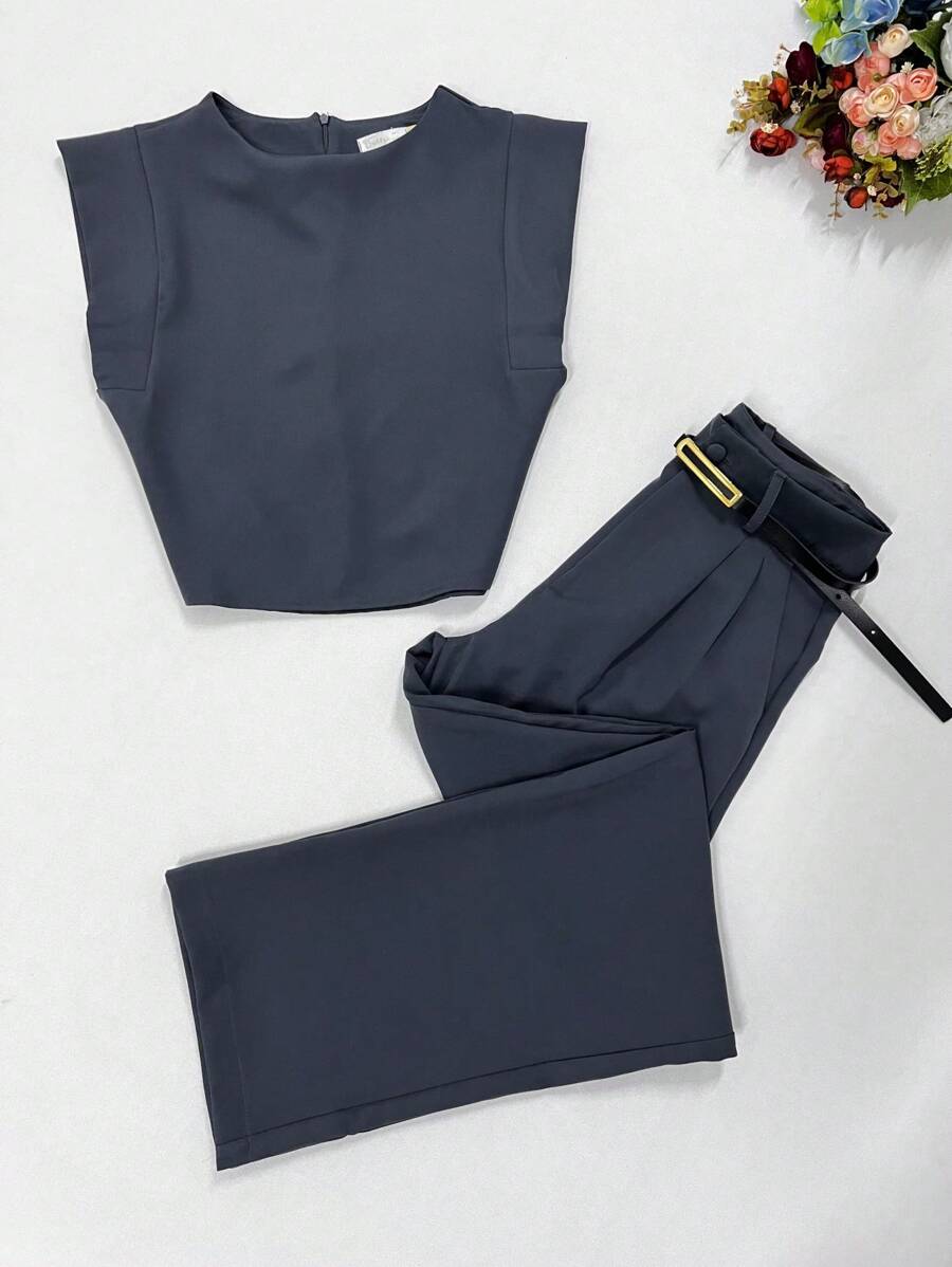 Women Two-Piece Outfits - Dark Grey - View 1