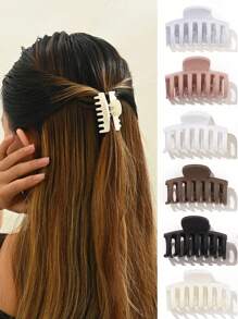 6个哑光迷你发爪夹，适合少量头发，可作发夹和发卡，适用于女士头饰、发卡、发夹、发夹、发卡、发爪夹，休闲秋冬发夹，适合女士度假装扮和夏季海滩造型 - 綻放雞蛋花 - 查看 2