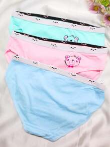 Set de 6 calzones de algodón para niña con diseño de osito, diversos colores, comodo y tierno. (Los colores se envían al azar) - Multicolor - Ver 4