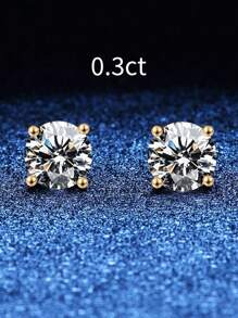 0.6-2ct莫桑石耳環，鍍鉑/鍍金，S925純銀4/6爪鑲嵌，男女款精美奢華耳釘，婚禮/晚禮服珠寶