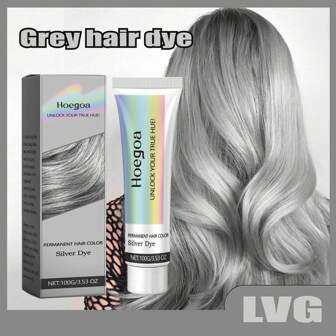 100克灰色快速染髮膏，不損害髮質的情況下鎖定染色，滋養植物提取物護髮，流行的中性染發膏