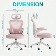 Ergonomic Office Chair M903, High Back Computer Desk Chair With Wheels, Comfy Mesh Office Chair With Adjustable Lumbar Support & Headrest, Black Swivel Executive Managerial Task Chair - 粉色 - 查看 2