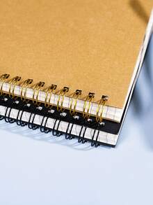 1 pezzo Taccuino a spirale vintage in carta kraft spessa, blocco note con linee a griglia minimalista per studenti, consegna casuale