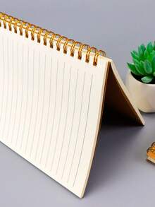 1 pezzo Taccuino a spirale vintage in carta kraft spessa, blocco note con linee a griglia minimalista per studenti, consegna casuale