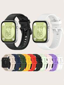 1pc Women/Men Fashionable Solid Color Silicone Strap Compatible With Huawei Watch Fit 3 Smart Watch Accessories - Huawei Watch Fit 3 - View 1