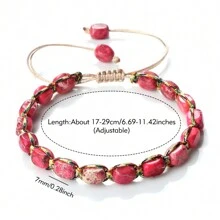 1pc Natural Shaped Emperor Stone Bracelet, Vintage Handmade Beaded Wristband With Adjustable Size, Bohemian Style Jewelry Gift For Men And Women