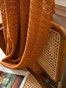 Bubaba 1pc Orange Lace Curtain, Bohemian Vintage Polyester Blackout Curtain, Suitable For Darkening Rooms In Living Room, Bedroom, Dining Room, Bathroom, Cafe, Holiday Decor, All Seasons