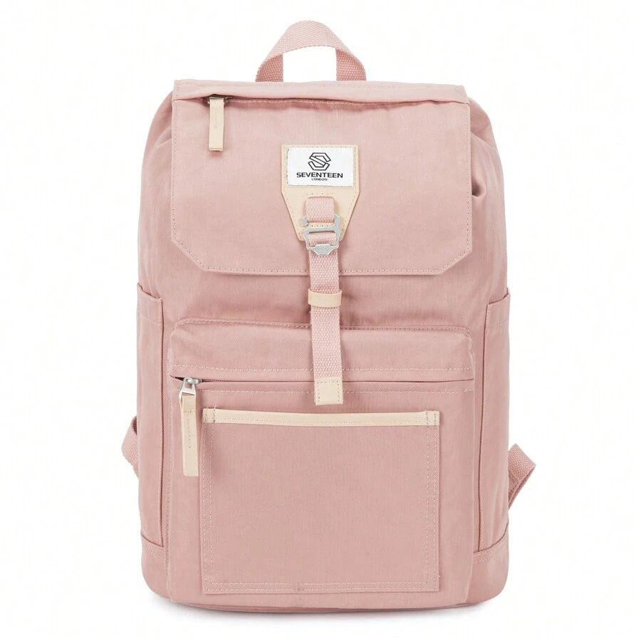 Seventeen London Modern 'Fulham' Fold Top Backpack In A Classic Urban Design – Fits Laptops Up To 15" - Pink - View 1