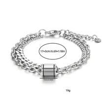 1 Vòng tay nối bất đối xứng bằng thép không gỉ theo phong cách cá tính dành cho nam giới, Trang sức độc đáo - Bạc - Xem 8