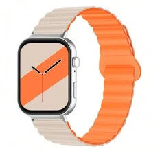 1 pièce Bracelet magnétique silicone bicolore , compatible avec les montres connectées Watch Fit 3, Watch Fit 4 et Watch Fit 4 Pro, avec connecteur en métal