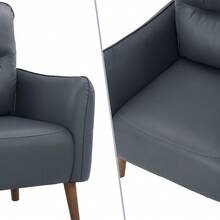 Faux Leather Accent Chair Armchair Overstuffed Living Room Chair Upholstered Comfortable Club Chair Fake Pleather Arm Chairs For Bedroom Office Relaxation Seat Chair With Arms Single Sofa - Navy Blue - View 10