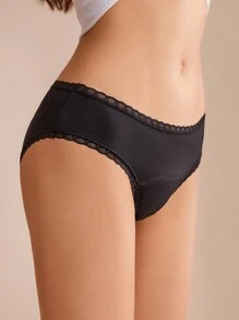 1 件女士吸水黑色防漏月经内裤，低腰舒适弹力贴身内裤，适合经期使用 - 黑色 - 查看 3