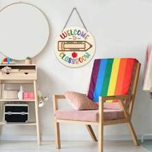 HOOLYUK Back To School Wooden Door Sign, Party Decoration For Start Of School Year, Creative Welcome Sign Display Board - Apricot - View 2