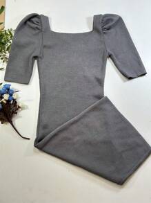 Women Sweater Dresses - Xám - Xem 2