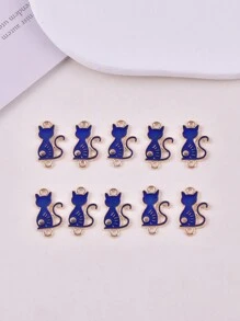 10 peças/pacote de Amuletos de Liga de Metal Sol Lua Gato para Mulheres, Fazendo Brincos e Pulseiras de Joias DIY