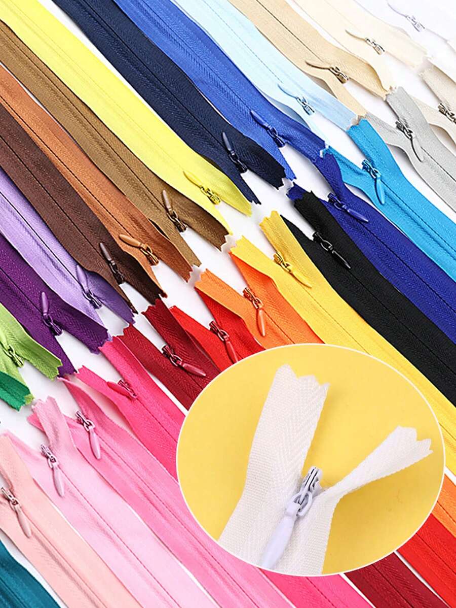 10pcs 6 Inch-24 Inch (15cm-60cm) Invisible Zippers Nylon Coil Zippers For Tailors Handcraft Sewing Cloth Accessories