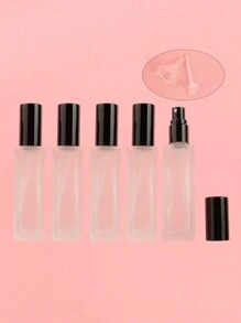 Square 20ml Black Frosted Refillable Perfume & Toner Spray Bottle, Transparent Glass Fine Mist Press Pump Portable Empty Container For Essence, Liquid Sampling - Available In A Pack Of 1/3/5/10