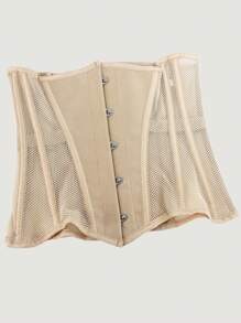 女性透氣網眼簍空腰身塑身衣，擁有16根鋼骨，可收腰和控制肚子