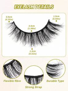 MAGEFY 5pairs/Set 3D Faux Mink Hair Fluffy False Eyelashes With Leaf-Shaped Tray, Natural Looking, Thick And Soft, Reusable, Individual Packaging, Makeup Tool For Beauty - Bulu mata Cris Cross - View 3