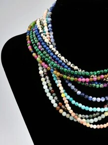 Collar de cadena de clavícula de estilo Y2K con piedra natural de aquamarina, joyería de collar de cuentas de topacio de 4 mm de colores, adecuado para uso diario y conjuntos