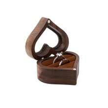 1 Pieza Caja de joyería de madera en forma de corazón, exhibidora de anillos, estuche para guardar anillos de compromiso y boda de parejas, regalo del Día de San Valentín y para volver a la escuela