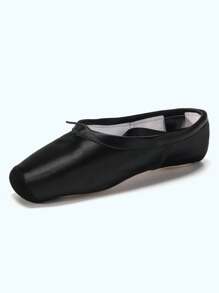 Girls Dance Shoes Pink Ballet Pointe Slippers Ballet Flats Shoes With Ribbons - Black - View 3