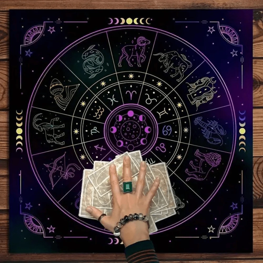 1pc, Tablecloth, 12 Constellations Divination Altar Cloth, Board Game Mat, Fortune Astrology Oracle Card Mat Drop Game, Party Decoration, Party Supplies, Game Chess Mat Oracle Cards,Board Games,Games - Multicolor - View 1