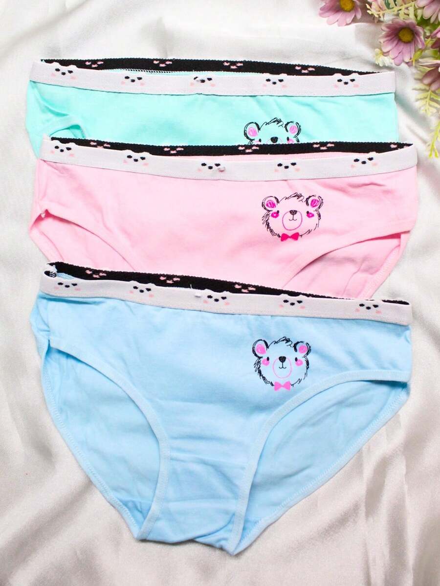 Set de 6 calzones de algodón para niña con diseño de osito, diversos colores, comodo y tierno. (Los colores se envían al azar) - Multicolor - Ver 1