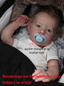 GUESSBELLY 逼真的 70 厘米重生婴儿金发男孩娃娃，具有 3D 绘画皮肤和血管，活着的 28 英寸软硅胶新生儿公主幼儿婴儿可爱过家家玩具，儿童生日礼物（部分零件随机） - 白色 - 查看 8