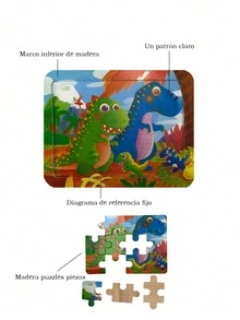 Rompecabezas de madera de 12 piezas, juego de rompecabezas con diseño de dibujos animados, rompecabezas para niños, rompecabezas educativo para niños - dinosaurio - Ver 3