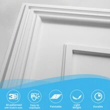 Art3d 24x48英寸落地式吊頂瓷磚，聚氯乙烯（PVC）粘貼式天花板瓷磚，12裝，96平方英尺 - 白色 - 查看 4