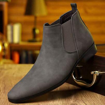 1 Pair Men's New Chelsea Boots, Fashionable Business Leather Boots For Men