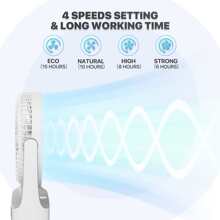 Mollie USB Rechargeable Desktop Fan, Wall Mounted Hanging Fan With LED Light And Hook, Speed Adjustable Air Cooler Fan For Home Bedroom, White - 白色 - 查看 2