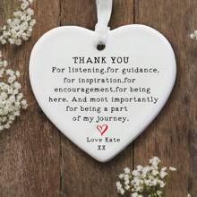 心形感謝紀念品，個性化感謝禮物，表達感激之情，陶瓷心形紀念禮物，感謝禮物，適合送給朋友和父母的完美禮物 - 白色 - 查看 4