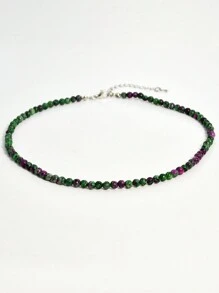 Collar de cadena de clavícula de estilo Y2K con piedra natural de aquamarina, joyería de collar de cuentas de topacio de 4 mm de colores, adecuado para uso diario y conjuntos