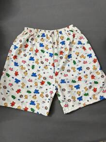 1pc Women Cartoon Animal World Homewear Shorts Leisure Sleep Shorts, Also Can Be Worn Outside