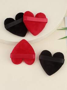 4pcs Fluffy Flocked Air Cushion Puff Heart-Shaped Dry Powder Puff For Setting Loose Powder, Foundation, And Liquid Makeup Sponge Applicator Tools - Multicolor - View 9
