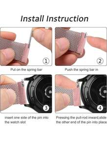 20/22MM Watch Strap, Soft And Breathable, Milanese Style Stainless Steel Braided Ring Magnetic Buckle Watch Strap, Suitable For Men And Women. Compatible With Samsung Galaxy Watch, Compatible With Google Watch, Compatible With Huawei Watch, Compatible With Xiaomi Watch. Suitable For All Watch Straps With A Width Of 20MM To 22MM. - Pink - View 6