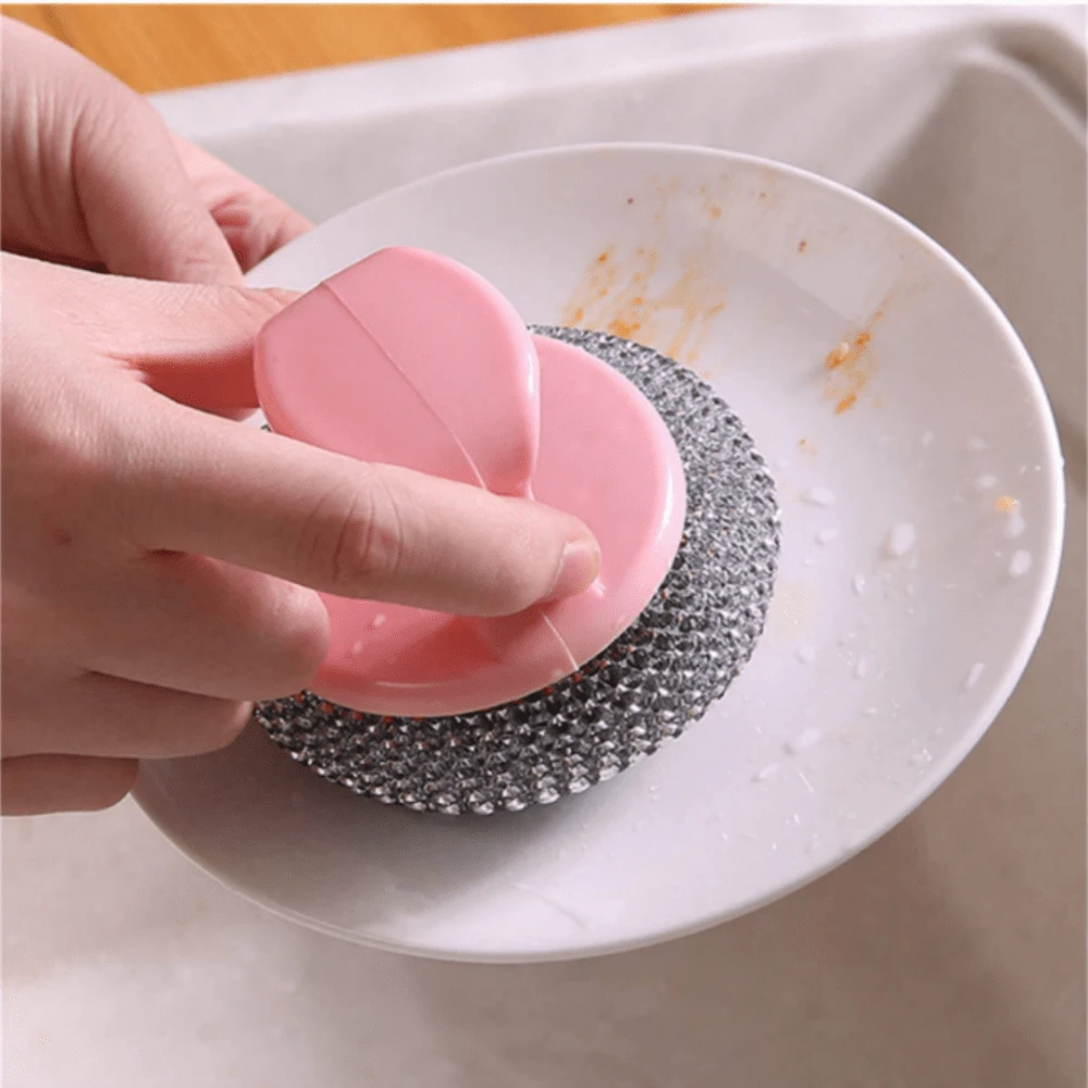 1/3pcs Detachable Stainless Steel Ball Cleaning Brush, NonShedding