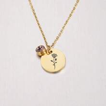 Colier cu pandantiv cu nume personalizat Colier cu flori de naștere pentru femei Margarete florale lunare din oțel inoxidabil Nume gravat cu flori Colier cu pandantiv Bijuterii personalizate Choker Cadou de aniversare